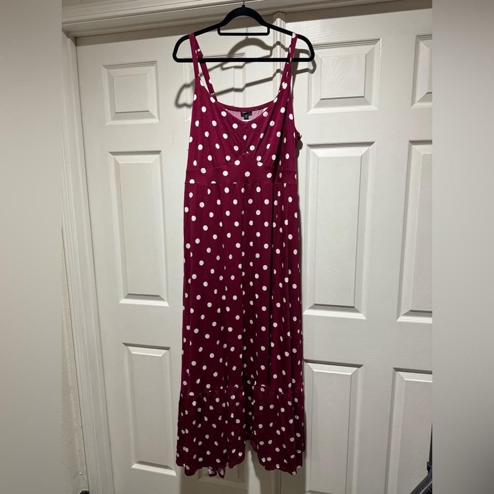 TORRID Super Soft Knits Size 4 Maxi Dress | Wine Red and White Polka Dot